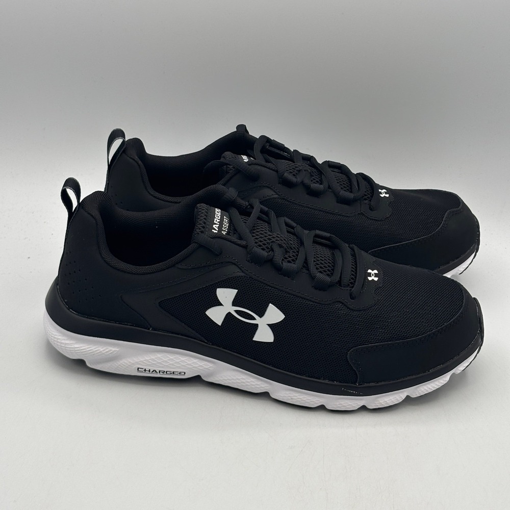 Under Armour Charged Assert 9 Shoes Mens Size 10 Black White Running 3024857-001